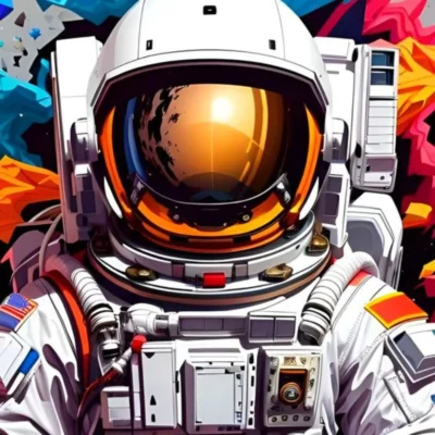 Explore the cosmos with our stunning Astronaut Metal Poster!