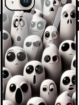 Abstract Halloween Design Glass Case for iPhone 15 Series