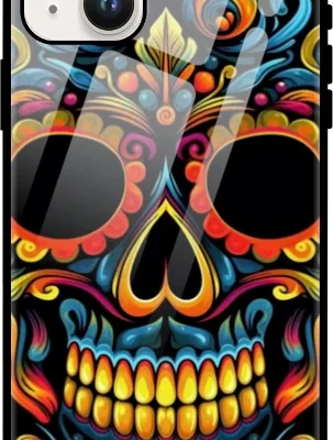 Abstract Monster Head Skull Design Glass Case for iPhone 15